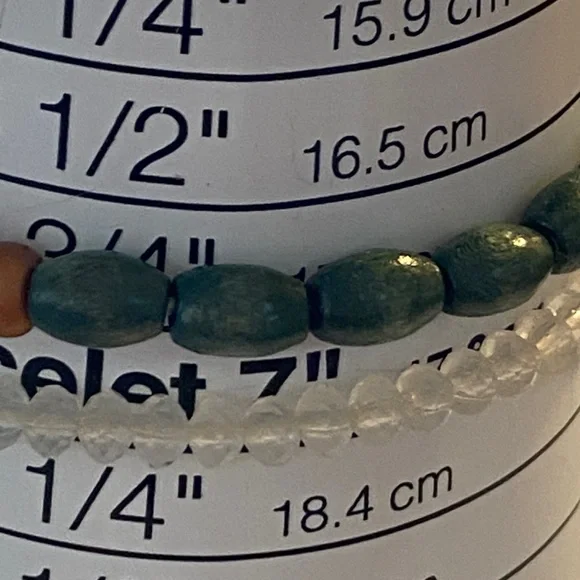 Bohemian paired Beaded Bracelet Set of 2 with Turquoise color and Gold Accents - Picture 3 of 4